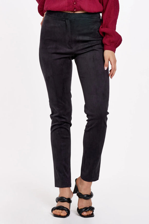 Lenon Slim Suede Pants - Greige Goods