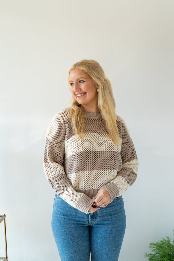 Broadbeach Stripe Sweater - Greige Goods