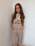 Checkered Crop Pants - Greige Goods
