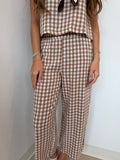 Checkered Crop Pants - Greige Goods