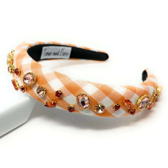 Orange Gingham Padded Headband - Greige Goods