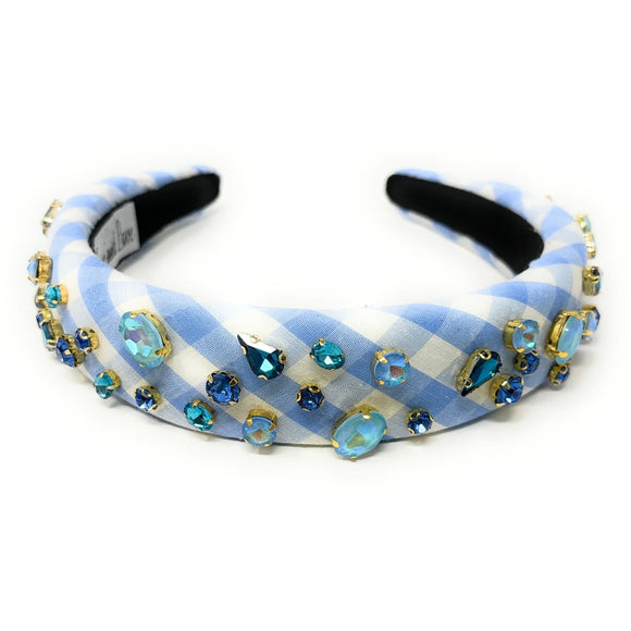 Light Blue Gingham Padded Headband - Greige Goods