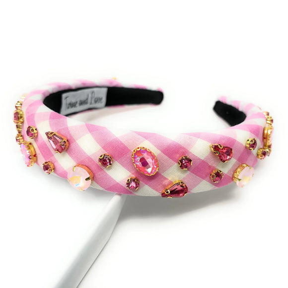 Pink Gingham Padded Headband - Greige Goods