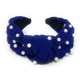 Blue White Pearls Knot Headband - Greige Goods