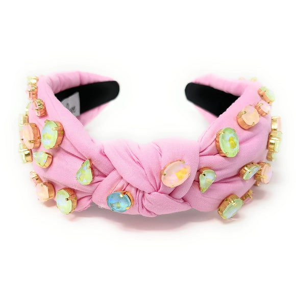 Pastel Pink Jeweled Knot Headband - Greige Goods