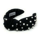 Black White Pearl Knot Headband