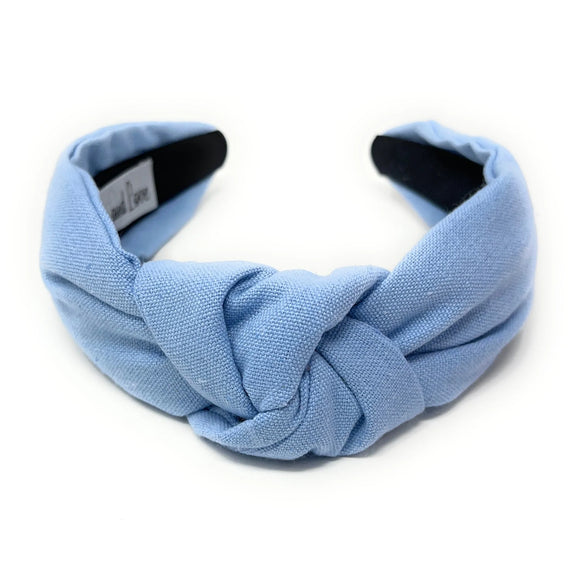 Blue Solid Color Knotted Headband - Greige Goods