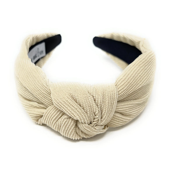 Ivory Corduroy Knotted Headband