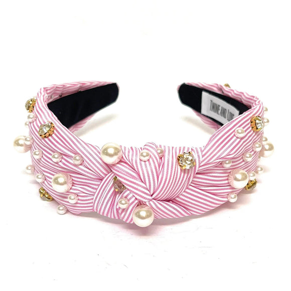 Pink Striped Knot Headband - Greige Goods
