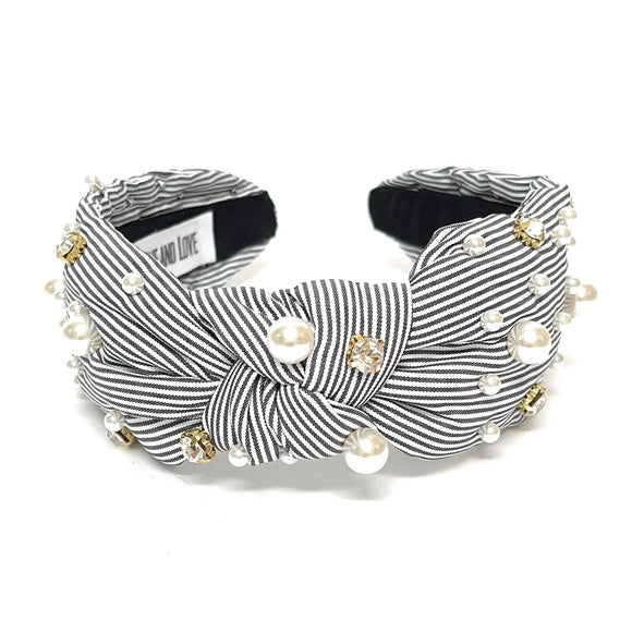 Gray Striped Knot Headband - Greige Goods
