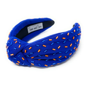 Blue Orange Sprinkles Knot Headband