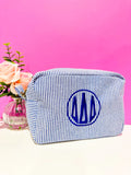 Sorority Seersucker Cosmetic Bag - Greige Goods