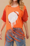 Football Sequin Fringe Tee - Greige Goods