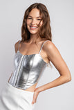 Metallic Corset Top - Greige Goods