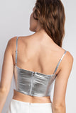 Metallic Corset Top - Greige Goods