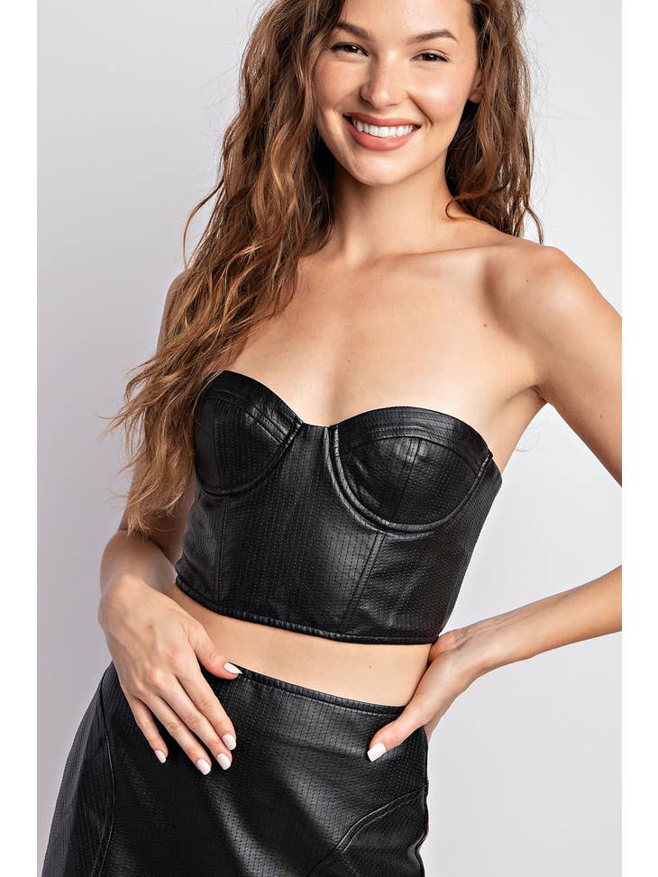 Strapless Leather Corset Top