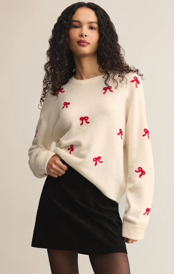 Tie The Bow Ribbon Sweater - Greige Goods