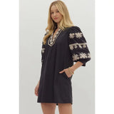 Puff Sleeve Embroidered Mini - Greige Goods