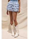 Floral Tiered Ruffle Mini Skort - Greige Goods