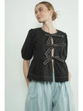 Embroidered Peplum Blouse - Greige Goods