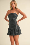 Leather Balloon Mini Dress - Greige Goods