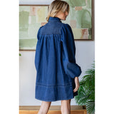 LS Denim Shirt Dress - Greige Goods