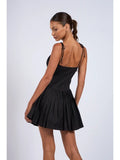 Tie Strap Pleated Mini Dress - Greige Goods