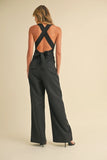 Rosette Plunge Neck Jumpsuit - Greige Goods