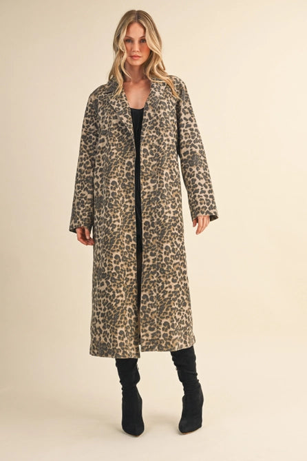 Leopard Long Coat - Greige Goods