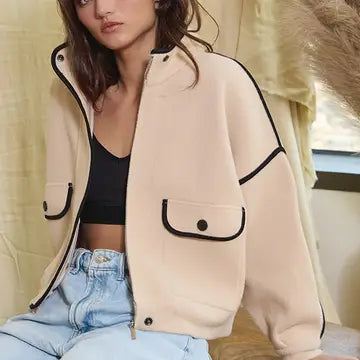 Contrast Pluffy Jacket - Greige Goods