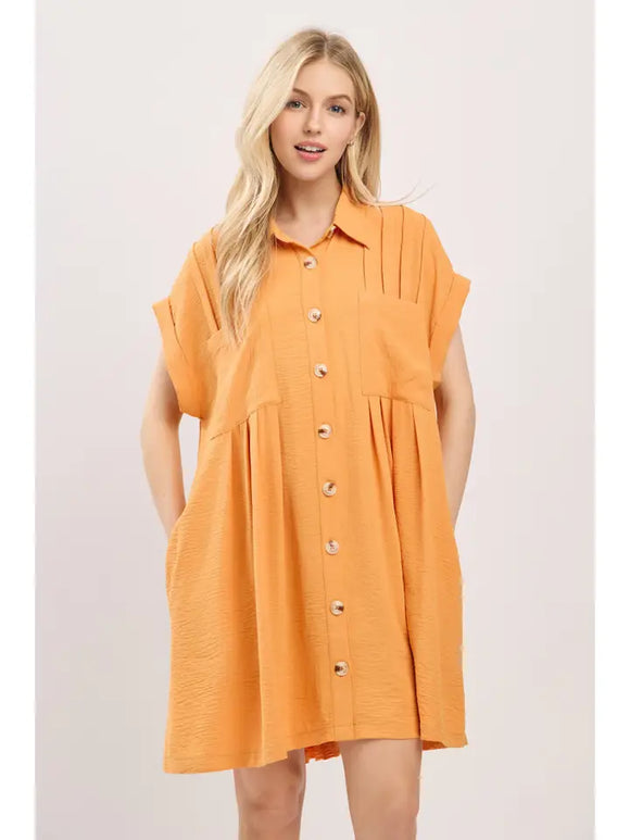 Button Front Shirt Dress - Greige Goods
