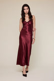 Satin Ruched Bust Midi Dress - Greige Goods