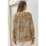 Plus Leopard Embroidery Top