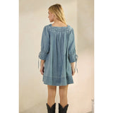 Denim Smocked Babydoll Mini - Greige Goods