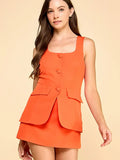 Crepe Round Neck Button Romper - Greige Goods