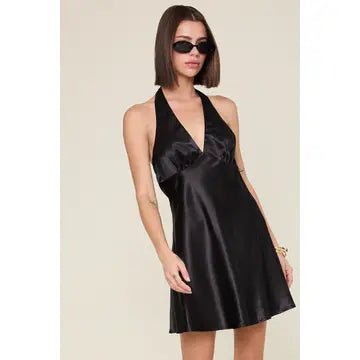 Satin Halter Mini Dress