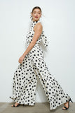 Polka Dot Print Halter Jumpsuit - Greige Goods