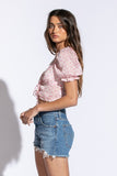 Floral Short Puff Sleeve Crop Top