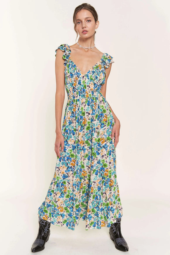 Flower Blu Midi Dress