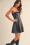 Leather Tube Mini Dress - Greige Goods