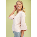 Ruffled Neck Blouse - Greige Goods