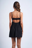 Solid Front Tie Open Back Mini Dress - Greige Goods