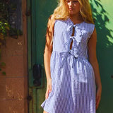 Stripe Print Bow Detail Dress - Greige Goods