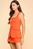 Crepe Round Neck Button Romper - Greige Goods