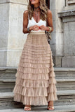 Layered Ruffle Maxi Skirt - Greige Goods