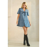 Collared Leopard Denim Mini - Greige Goods