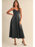 Leather A-Line Midi Dress - Greige Goods