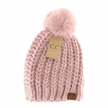 Chenille Pom Beanie