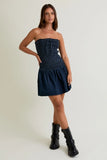 Smocked Denim Tube Dress - Greige Goods