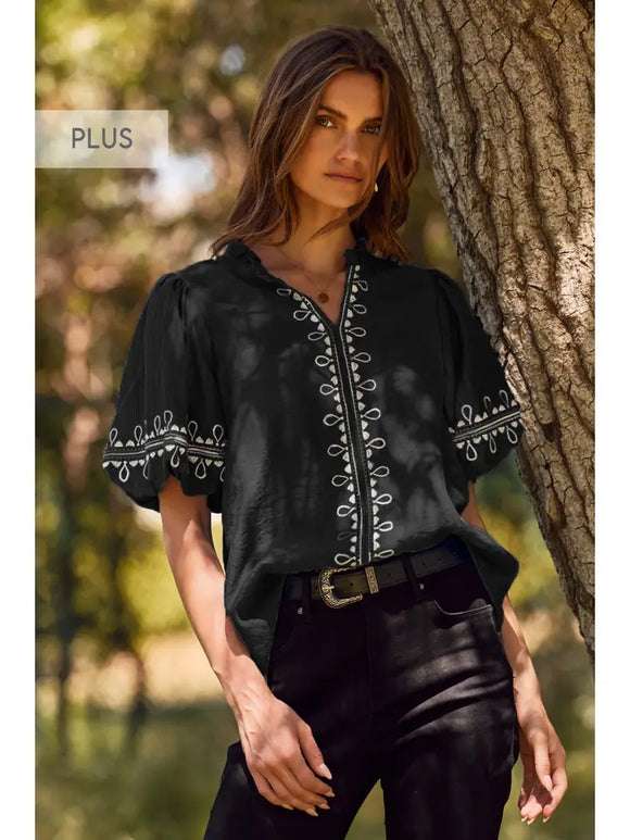 Curvy Girl Embroidered Blouse